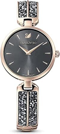 Swarovski 5519315 Black Dial Grey Crystal Champagne Gold Tone Finish Women's Metal Bracelet Watch