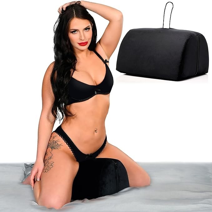 Bedroom Bliss Love Toy Cushion for Men, Women & Couples. Great for Sexual Positioning & Deep Penetration, Saddle-Style Mount with Toy Pocket. High-Density Foam. Easy to Clean Covers. 1 Piece, Black